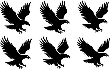 Fototapeta premium Flying Eagle Silhouette Vector Set