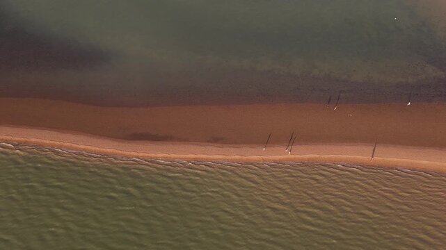 Whitstable Beach aerial, serene shoreline view at Kent, UK