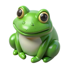 Obraz premium Cartoon frog with big eyes isolated on transparent background, a cute amphibian animal
