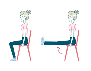 椅子を使ったレジスタンストレーニングをする女性