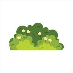 Flat Green Bush Vector Illustration