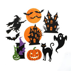 halloween pumpkin and bats