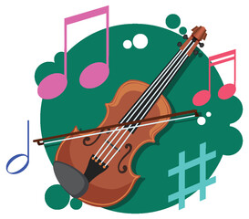 Violin with Musical Notes Vector Illustration