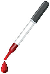 Medical Dropper with Blood Drop Vector Illustration