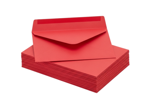 Stack of red envelopes isolated on transparent background