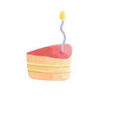 Birthday cake slice with candle illustration