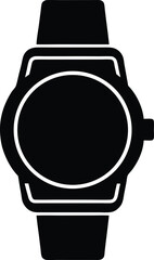 wrist smart watch mockup with black strap, png file of isolated cutout object with shadow on transparent background.