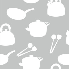 Kitchen Element Homeware Silhouette Vector Seamless Pattern
