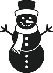 Snowman Silhouette Vector with Top Hat and Scarf – Festive Winter Holiday Illustration
