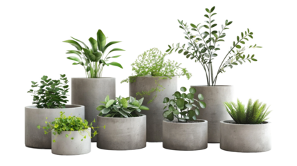 Decorative Concrete Planters in Assorted Designs on white background