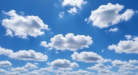 A vibrant blue sky with fluffy white clouds and beautiful light rays shining through