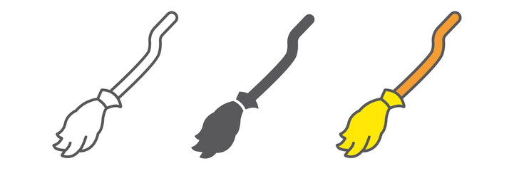 Witch broom line icon, halloween and magic, broomstick sign, vector graphics, a linear pattern on a white background, eps 10.