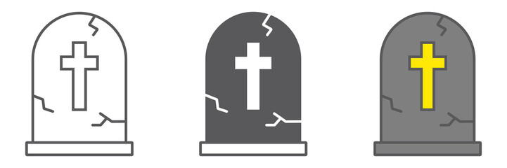 Tombstone line icon, halloween and death, grave sign, vector graphics, a linear pattern on a white background, eps 10.
