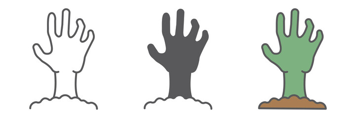 Zombie hand line icon, undead and halloween, arm sign, vector graphics, a linear pattern on a white background, eps 10.