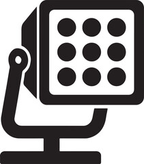 Spotlight floodlight silhouette icon representing focused lighting, stage, outdoor illumination, and design.