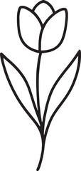 Tulip outline in silhouette style icon, symbolizing elegance, floral design, spring bloom, nature, and decoration.