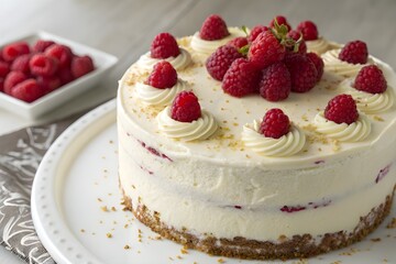 White chocolate raspberries cake 