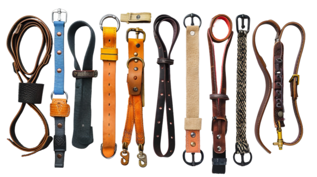 Colorful Range of Modern Camera Straps on white background
