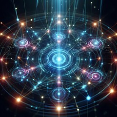 Fototapeta premium Futuristic Neon Holographic Photon Nodes
