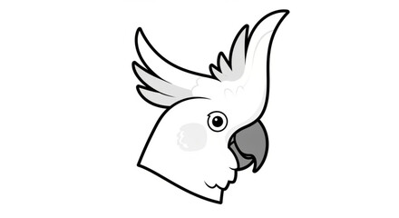 Fototapeta premium Cockatoo parrot head vector illustration, exotic bird drawing, tropical wildlife, avian species, pet portrait