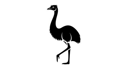 Obraz premium Emu silhouette vector illustration black and white emu clip art emu graphic design emu image vector 100