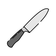 Santoku Knife Flat design style, versatile Japanese style knife for slicing and dicing, suitable for cooking designs and kitchen themed projects.