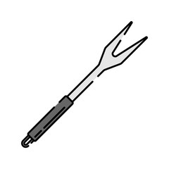 Meat Fork Flat design style, two pronged fork for holding meat while cutting, suitable for BBQ art, recipe icons, and kitchen projects.
