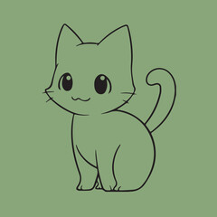 Black and White Cat Vector Illustration