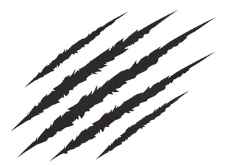 Black claw marks scratches on transparent background isolated on transparent background