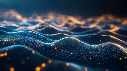 Explore the depths of digital creativity. This captivating image features a mesmerizing wave of light and color. A stunning abstract representation of technology. Generative AI