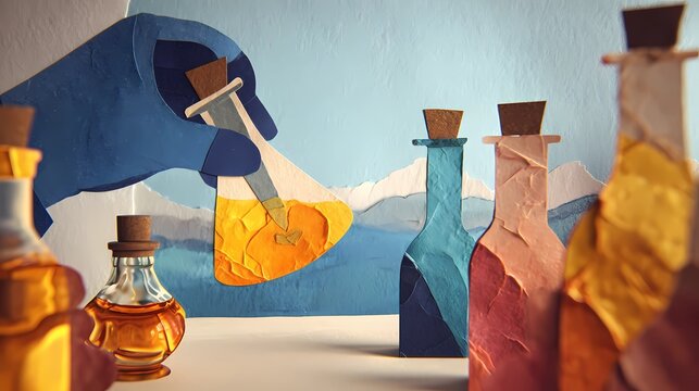 Scientist holds a laboratory vial with precision, performing detailed testing as part of ongoing medical and pharmaceutical research studies.