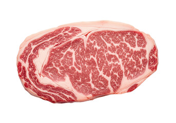 Premium Raw Beef Steak Cut with Exquisite Marbling, Isolated on White Background for Gourmet Cooking