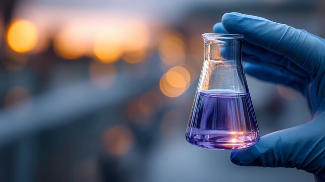 Scientist holds a laboratory vial with precision, performing detailed testing as part of ongoing medical and pharmaceutical research studies.