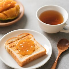 4k high quality Ai generative HD photo realistic business menu sell selling restaurant food fresh dessert glass tea egg morning breakfast French toast spoon bread Kaya kopitiam Singapore Malaysia