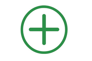 Obraz premium Green plus sign showing addition, confirmation or healthcare on transparent background