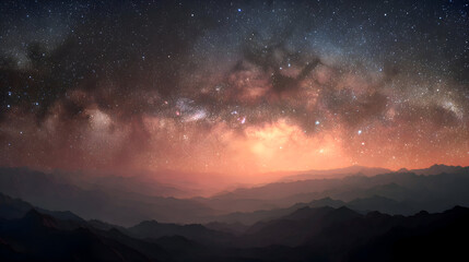 Fototapeta premium Night Sky Over Mountains