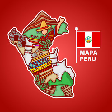 Cute Peru Map Vector Illustration