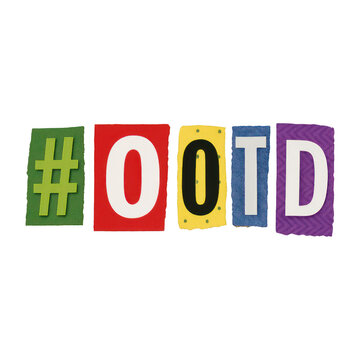 PNG Colorful hashtag OOTD letters