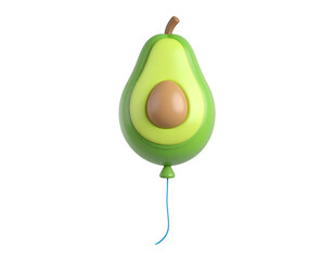 Stylized 3D Render of Halved Avocado Balloon with Pit on Black Background