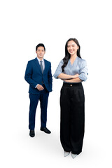 Confident business people standing in the office on PNG background