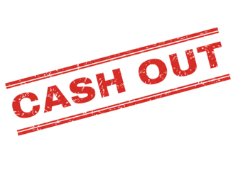Red stamp style cash out text isolated on transparent background