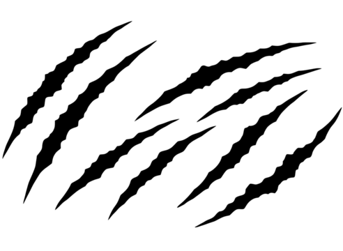 Black claw marks scratches isolated on transparent background