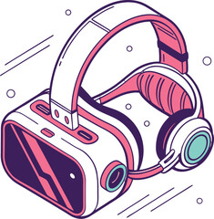 Isometric VR Headset with Neon Highlights Futuristic