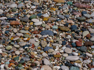 colorful pebbles on beach