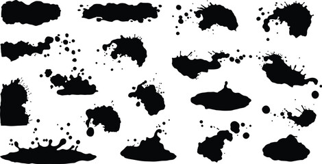 Collection of Black Ink Splatter and Blob Shapes paint splatter ink blots