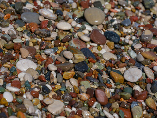 colorful pebbles on beach