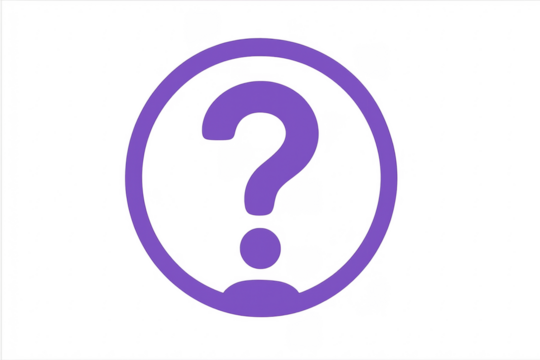 Purple question mark symbol on transparent background representing uncertainty