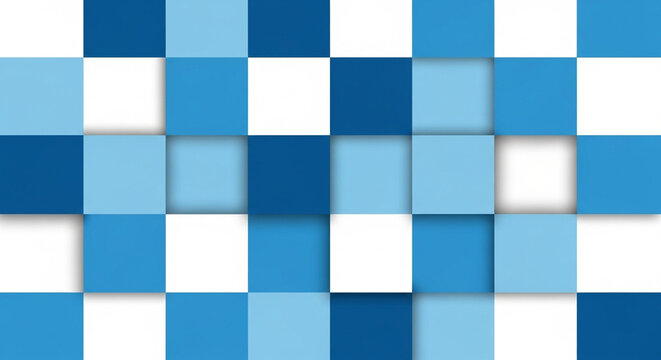 Abstract checkered pattern of blue and white squares, for wallpaper or background. The design is clean and geometric, in alternating shades of blue.

 - Powered by Adobe