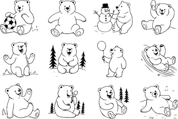 Fototapeta premium Christmas Bears SVG Bundle | Cute Winter Holiday Bear Clipart PNG for Kids & Crafts