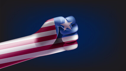 Fist with flag of Liberia. 3d vector illustration